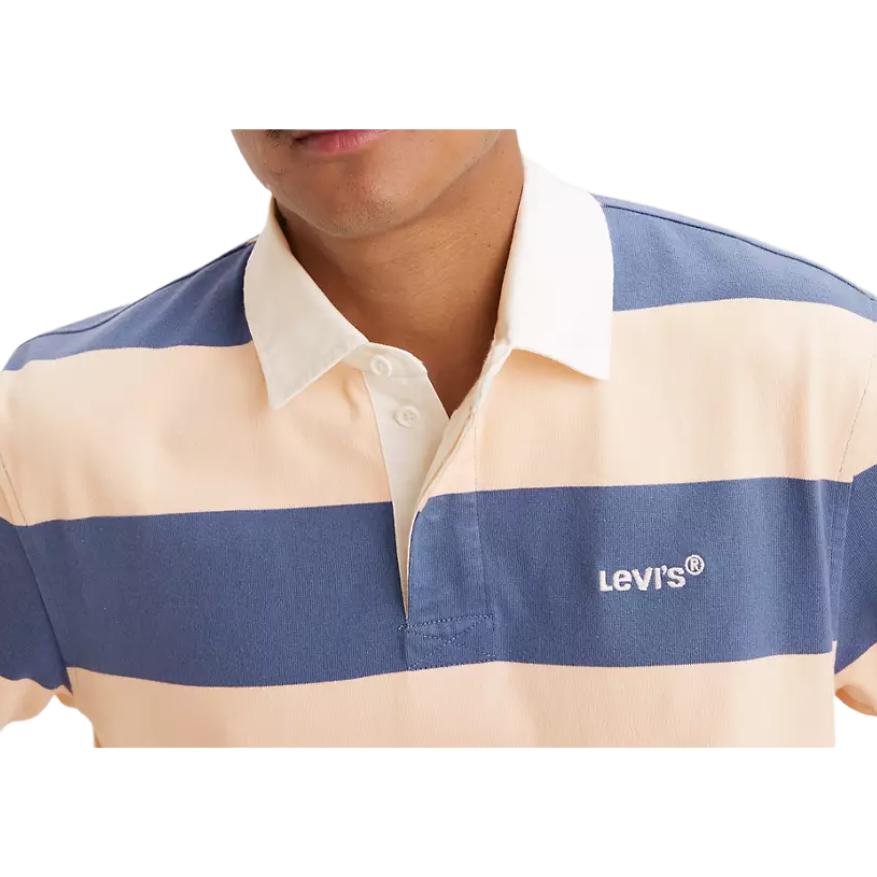 Levis Striped Color Block Polo Shirt Men Tops Navy-Blue A5798-0007