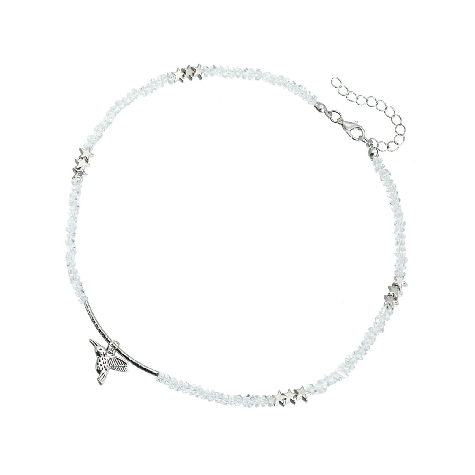 

Chic Ins Style Bird Charm Necklace Dainty Crystal Accent Adjustable Length Collarbone Chain Everyday Jewelry for Her білий