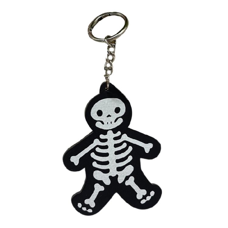 Spooky Skull Design Keychain Ornament With PU Leather Construction Accent For Gift Giving And Themed Celebrations