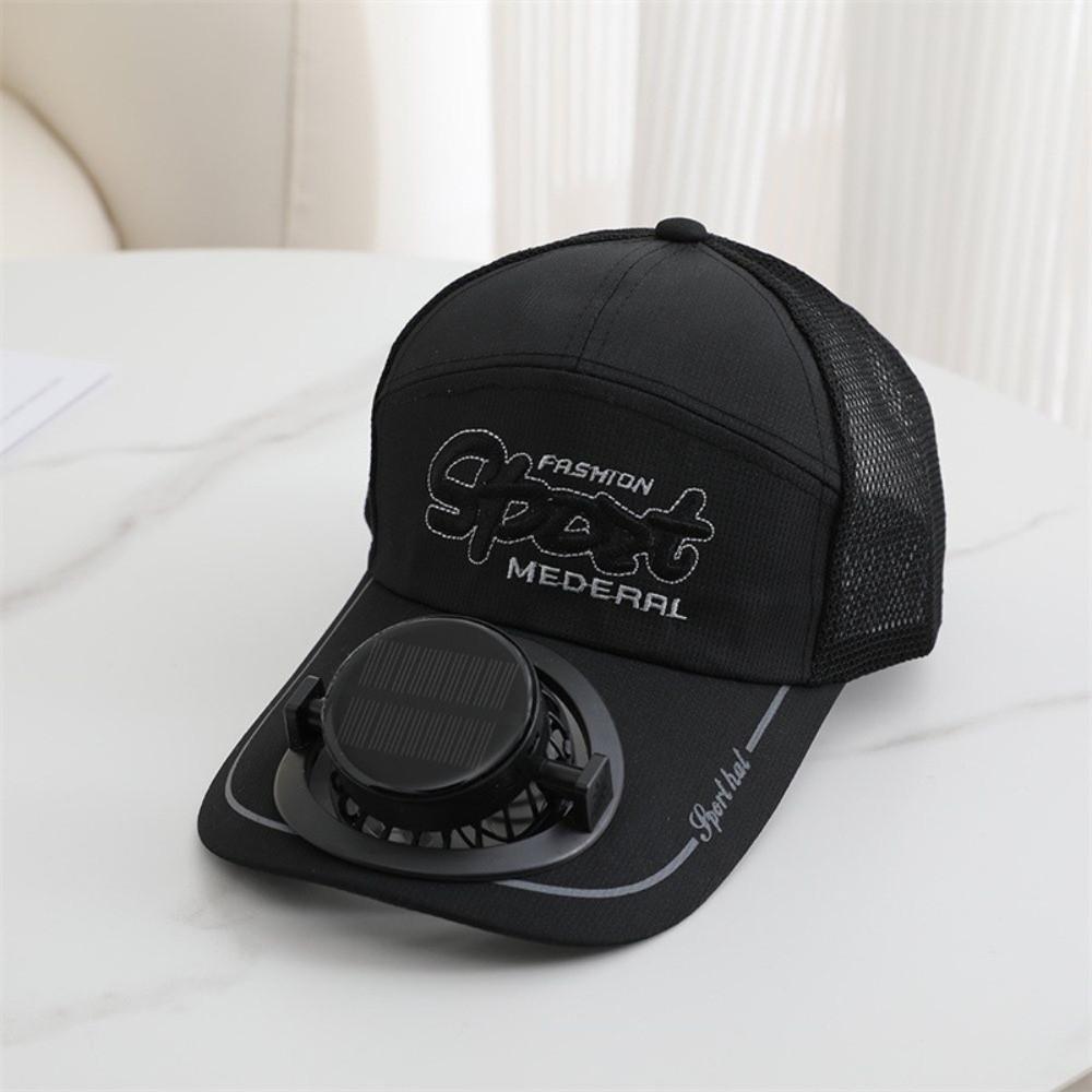 300mA Rechargeable Fan Hat Portable Cooling Fan Peaked Cap Solar Powered Fan Baseball Cap Sport чёрный