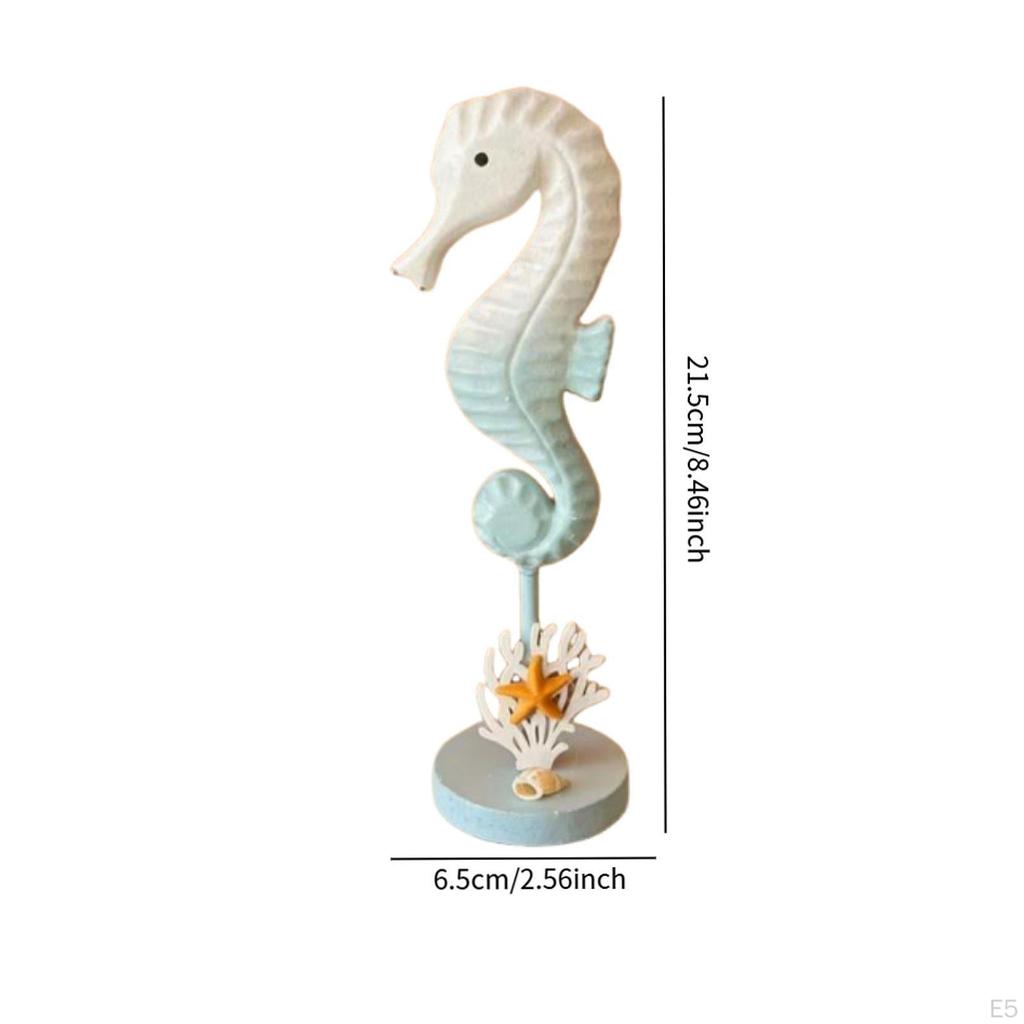 Sea Horse Figurine Seahorse Statue Beach Decoration Wooden for Cafe Hotel Home