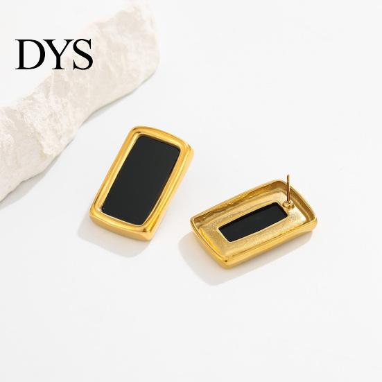 Lightweight Acrylic Earrings 1 Pair Black Big Stud for Women, Stainless Steel Jewelry Chunky Square Earrings, Statement Geometric Matte Studs
