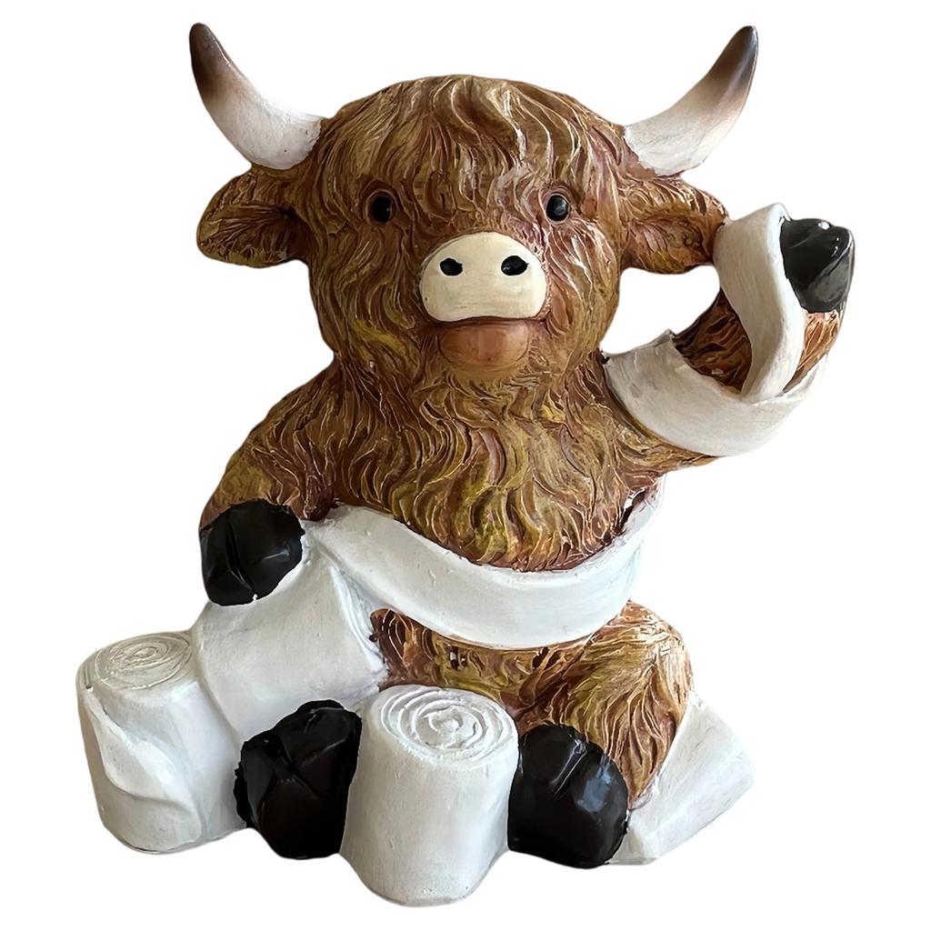 Cow Bathroom Decor,Cow Gifts For Women, Cow Figurine With Bathtub/Toilet/Tissue, Xmas Rustic Resin Ornaments For Kitchen Home Table Decoration