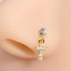 1pc L-Shaped Nose Ring Piercing - Stainless Steel Hypoallergenic 5-Petal Flower Pendant, French Nose Stud for Women
