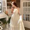 Summer new female small French fairy dress thin and pure small white dress suspender high waist long dress