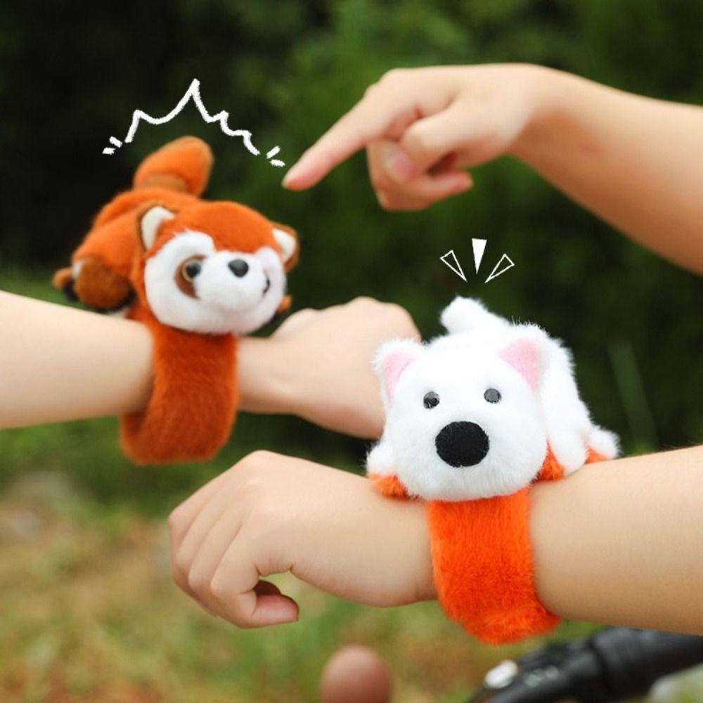 Turn into Highland dog Slap Bracelet Series Simulation Raccoon Plush Wrist Band  Birthday Gift
