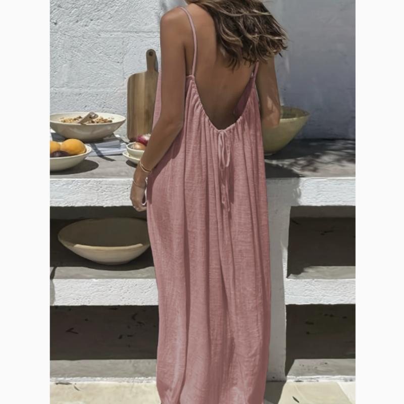 Camisole-Kleid für Damen, rückenfrei, lockerer langer Rock, Urlaubs-Zuhause-Stil