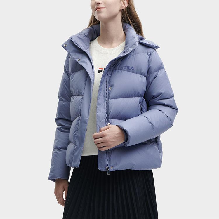 Fila Heritage Series Solid Color Hooded Casual Down Jacket Women Outerwear Medium-Purple-Blue F11W348916F-BU