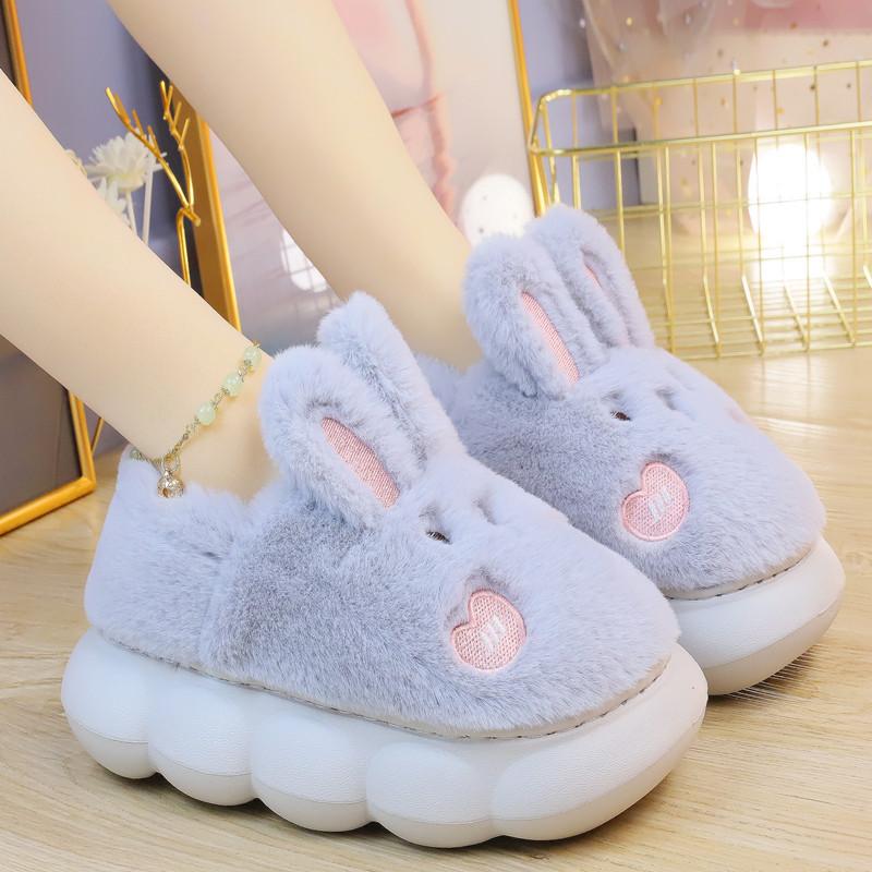 Fashion White Rabbit Hare Slippers Women's Cute Animal Platform Home Mules Shoes Girls Bedroom Plush Slides Slipper Ears Indoor Shoes