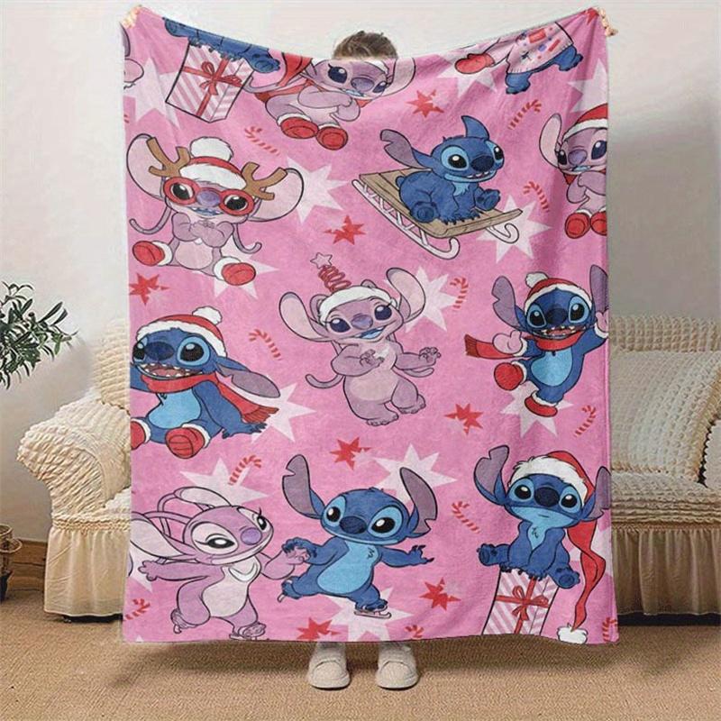 1pc Stitch Printing Blanket - Soft, All-Season Throw for Living Room, Beroom,Personalize Gift with Aorable Cartoon Esign