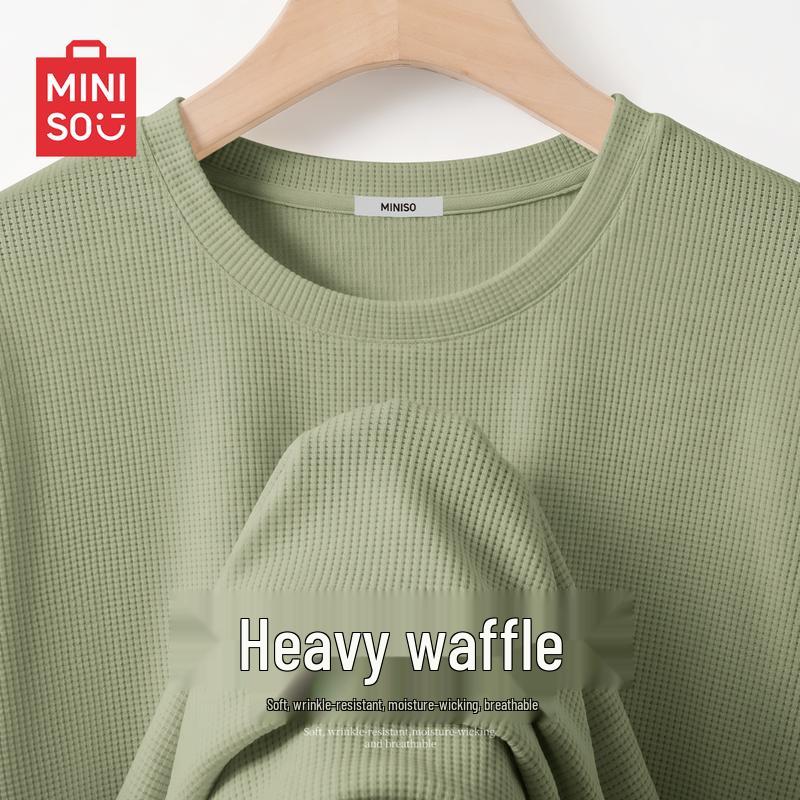 Мужская летняя футболка MINISO с вафельной текстурой и круглым вырезом 3XL