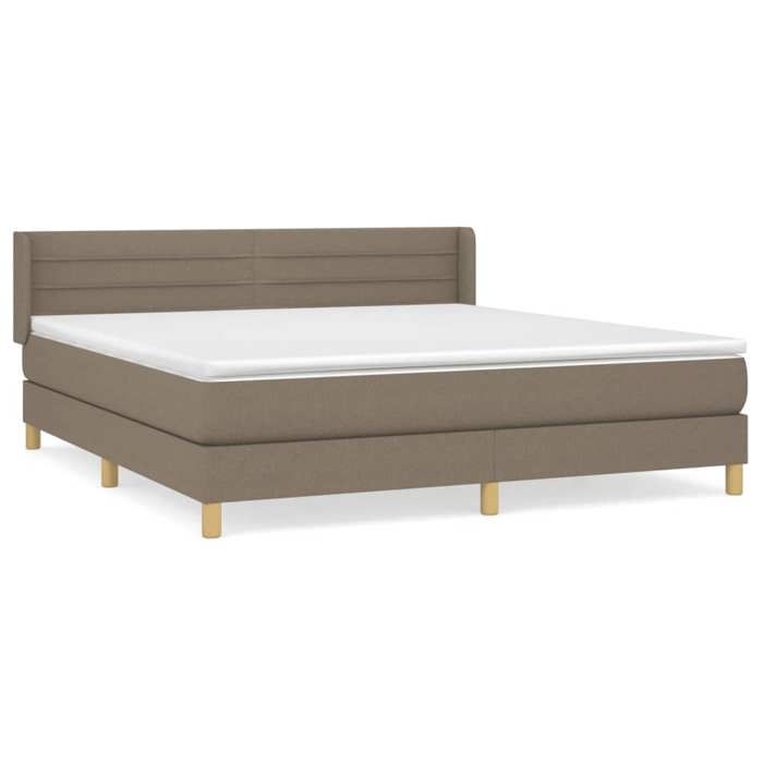3130365 vidaXL Lit à sommier tapissier avec matelas Taupe 160x200 cm Tissu