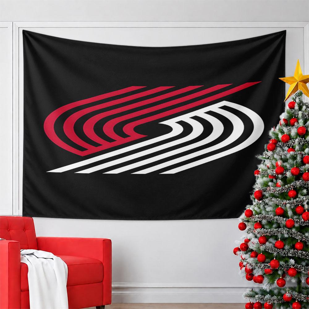 Red and White Geometric Sport Logo Pattern Wall Hanging Tapestry Decorative Tapestry Home Decor for Bedroom and Living Room