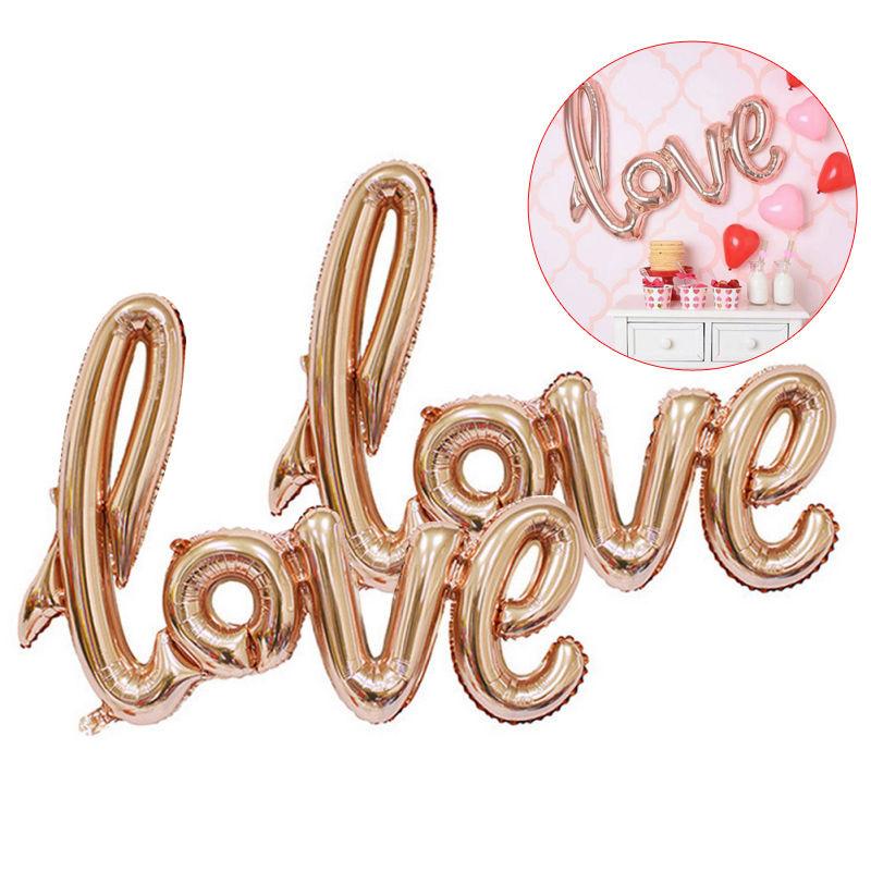 42" Rose Gold Script Love Letter Foil Balloon For Wedding Engagement Decor
