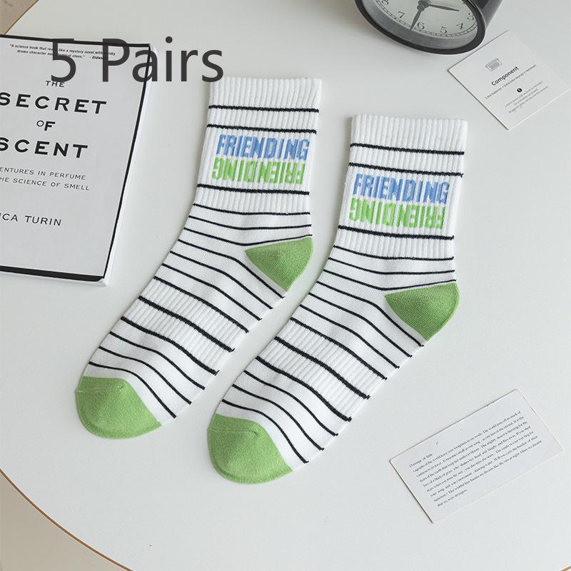 

5 пар мужских осенних хлопковых носков-труб из дезодорирующего пота для подростков, новый стиль, универсальные носки 5 Pairs