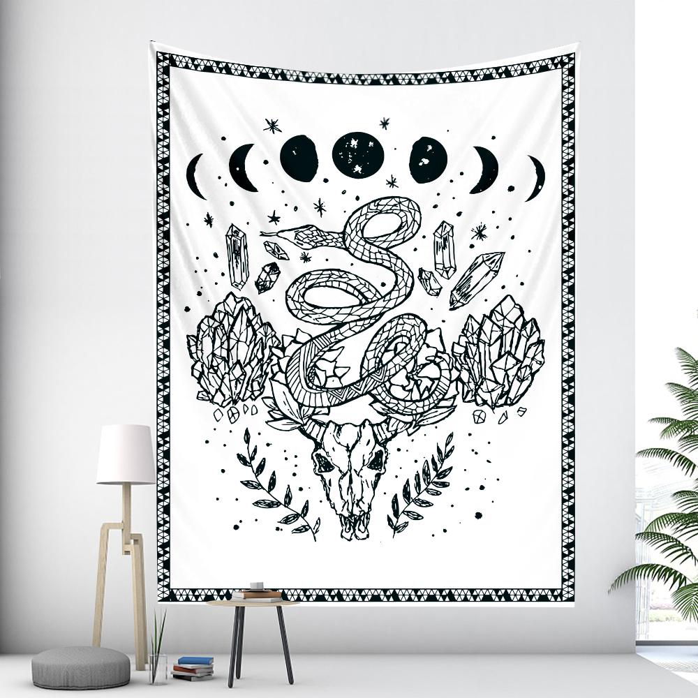 

Змія Місяць Фази Таро Гобелен Місяць Кіт Художній гобелен Чаклунство Декор Хіпі Бохо Декор Фон Спальня Кімната Домашній Декор 100X75CM