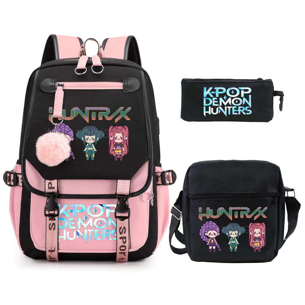 Hot Sale Witch Hunter KPop Peripheral Printing Student School Bag Shoulder Bag Casual Pencil Bag Three-piece Set