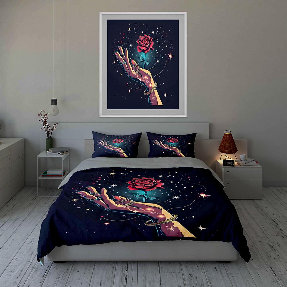 Magical rose hand. Bedding Duvet cover sets Duvet covers Pillowcases gifts (1 * Duvet Cover 2 * Pillowcases, without duvet insert)