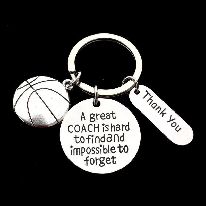 Stainless Steel Engraved Keychain for Coaches: Basketball & Football Grad Gift.