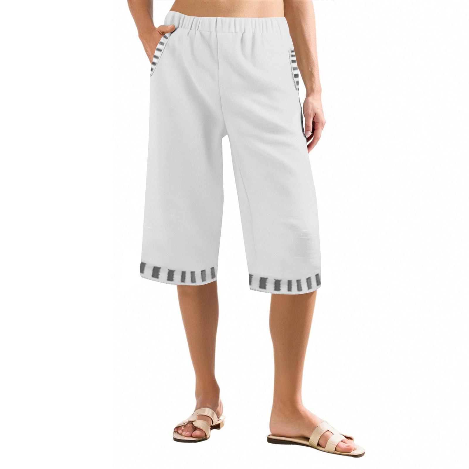 

Женские однотонные повседневные брюки с высокой талией, спортивные брюки, шорты 1/2 XL белый