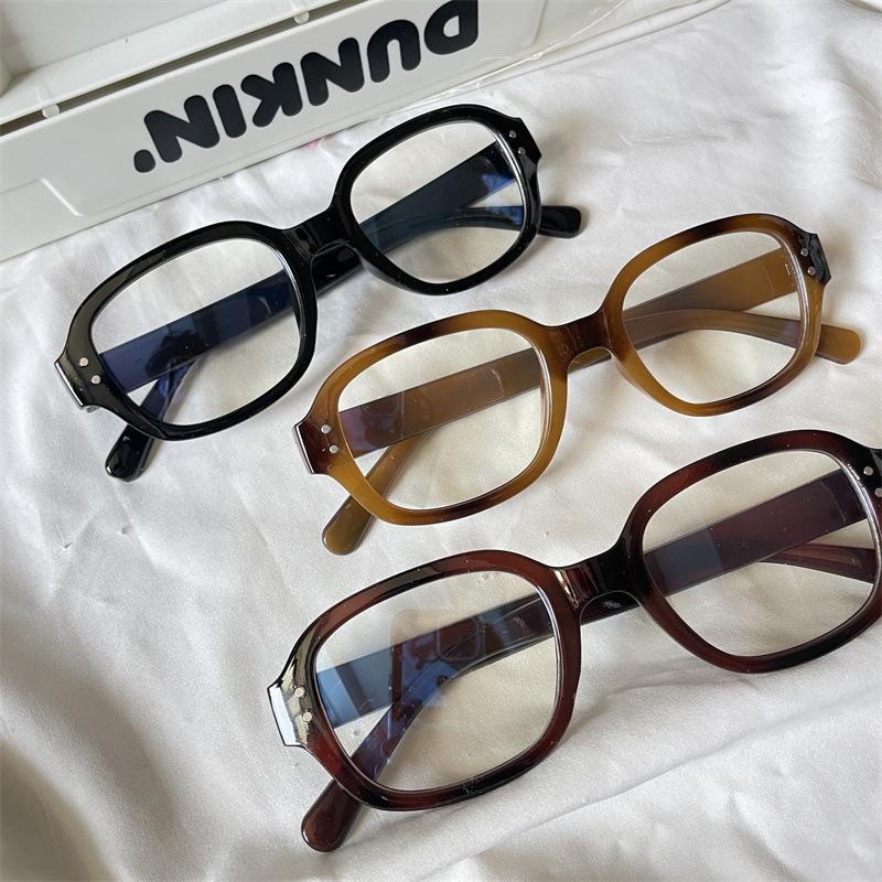 Y2K Vintage Leopard Print Large Frame Glasses Frame Women Trendy Black Square Eyewear Designer Luxury Clear Lens Optical Glasses