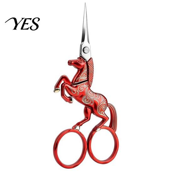 Decorative Craft Scissors Retro Style Scissors, Double-Ring Horse-Shaped Handle Stainless Steel Sharp Lightweight Tailor Pointed Blade for Tailoring красный