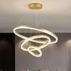 Złota 3-pierścieniowa wisząca lampa LED do jadalni