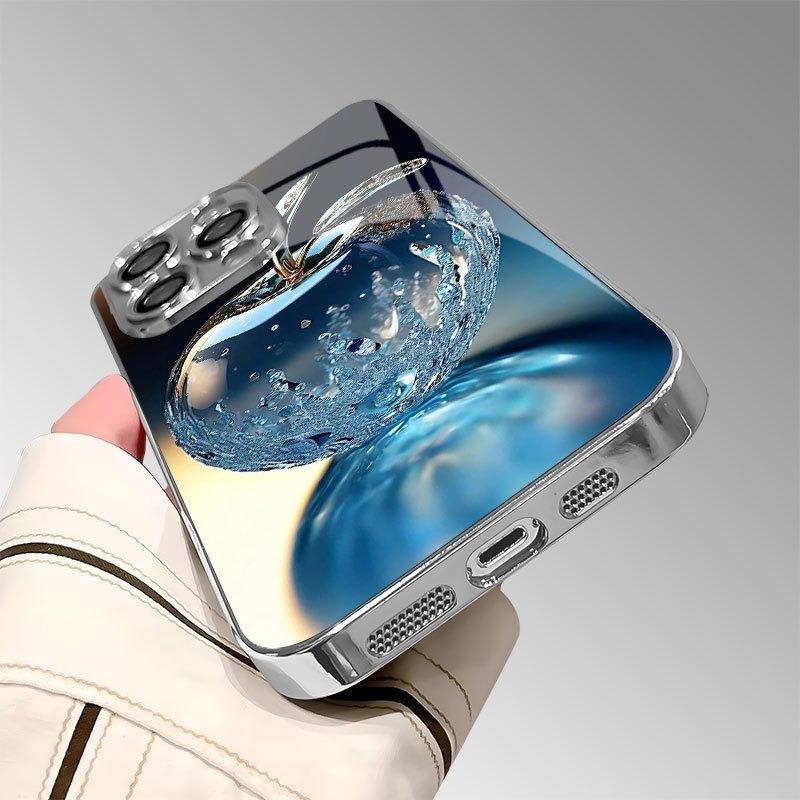 Crystal Water Drop For Apple Pattern Electroplated Phone Case For iPhone 11 12 13 14 15 16 17 Pro Max Plus 16E 17Air Glass Cover