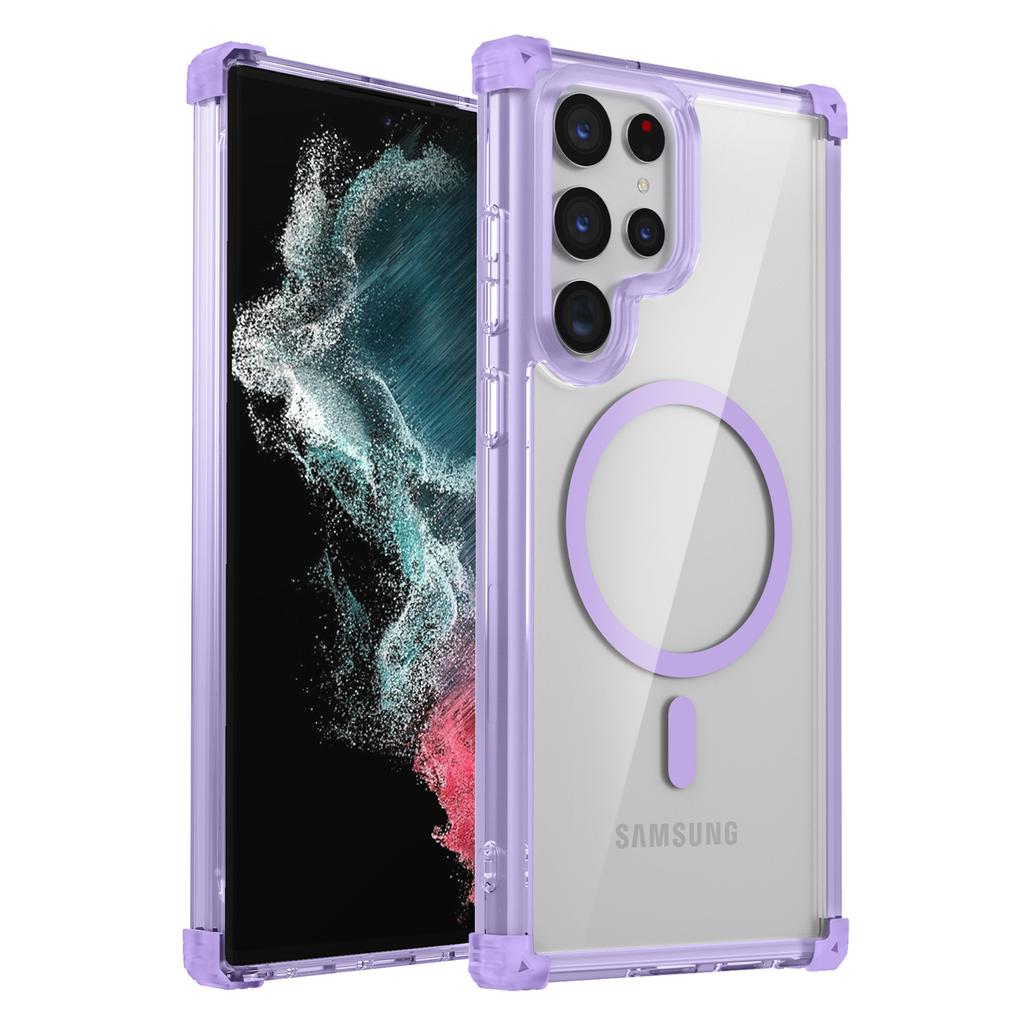 For Samsung Galaxy S22 Ultra 5G Magnetic Case TPU+PC Clear Phone Cover