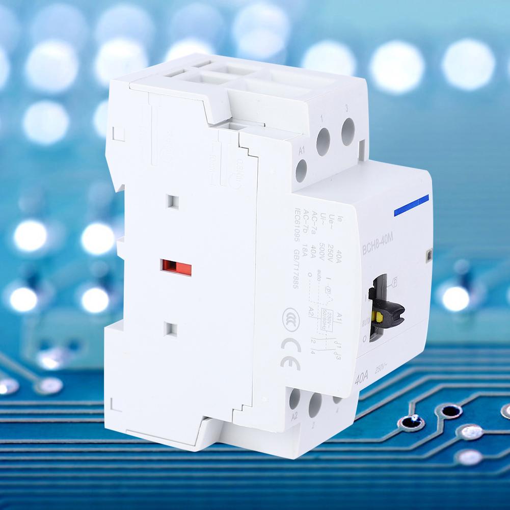 BCH840M 2P 40A 230V Household AC Contactor DIN Rail Mount with Manual Control Switch (2NO)