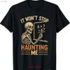 Haunted By 67 Skeleton Math Teacher Student Halloween Humor T Shirt Vintage Stylish Stretched Comfortable Homme