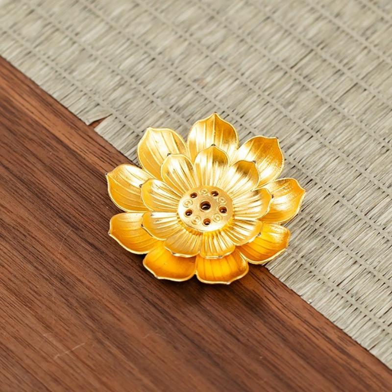 1Pcs Metal Alloy Incense Burner Buddhism Lotus Zen Incense Burner Stick Incense Holder Home Decor Holder Buddha Hall Decoration