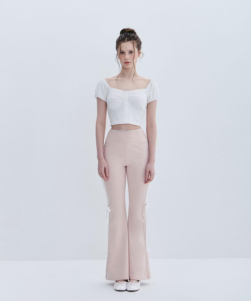 Moabel Contour Line Ribbon Pants - Pink