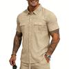 Cotton Linen Shirt Men Pocket Casual Beach Short Sleeve Solid Color Male Tops T-shirts Vintage Streetwear Comfort Casual Shirts