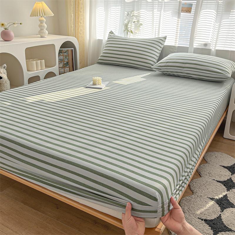 100% Cotton Fitted Sheet Stripe Style Bed Cover Skin-friendly Mattress Cover sabanas Adults Kids Bed Sheets (No Pillowcase)