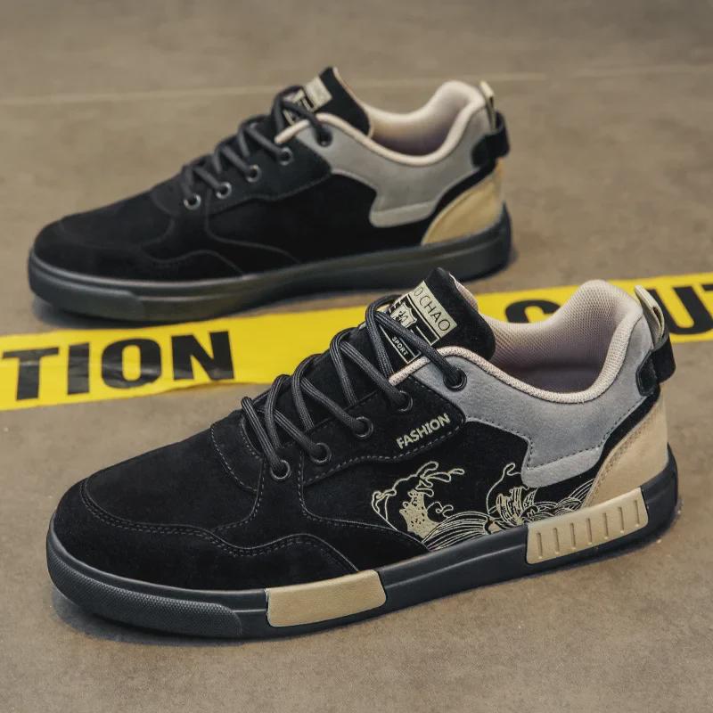 4647 Scarpe Casual da Uomo alla Moda Taglia Larga con Inserti in Camoscio - Calzature Sportive per Tutte le Stagioni