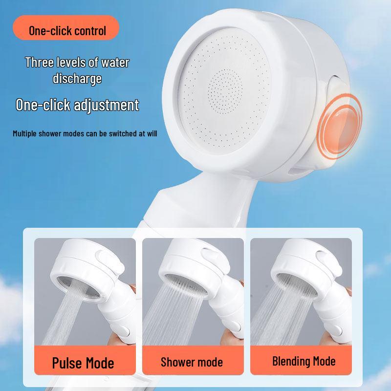 Portable Handheld Shower Head with Booster Filter & One-Button Water Stop for Travel and Dorms