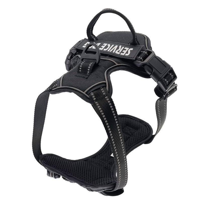 

Шлейка для щенка собаки, мягкая с подкладкой, прочная, регулируемая, светоотражающий жилет и поводок S чёрный