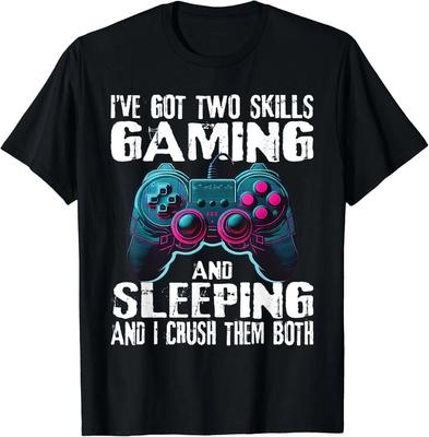 Koszulka Unisex z Zabawnymi Cytatami dla Graczy Chłopców Mężczyzn na Prezent - Gaming i Sen