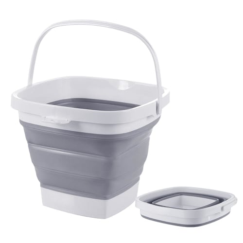 RULAYMAN Folding Bucket, Soft Silicone Bucket, Perfect for Fishing, Car Washing, Gardening, Outdoor Cleaning, Square, Available in Four Colors (3L, Gr
