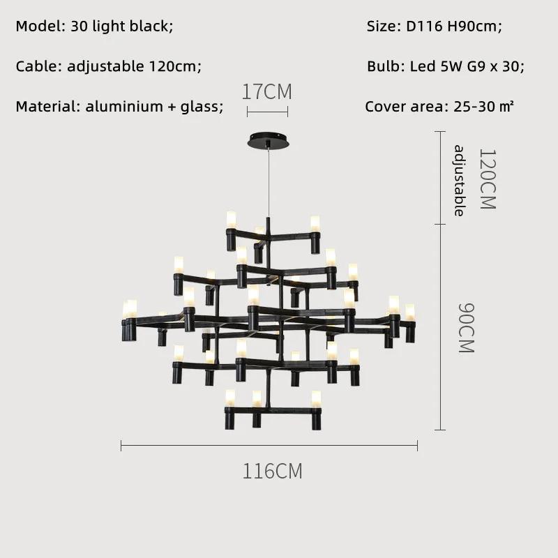 Nordic Luxury Modern LED Chandelier Designer Kitchen Pipe Chrome Lamp Hotel Living Room Room Room Decoration Lighting Fixtures