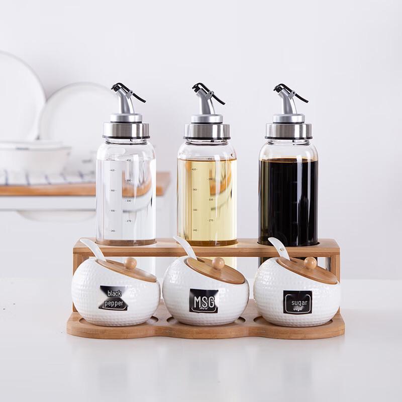 Qianxing Glass Seasoning Jar and Oil Bottle Set