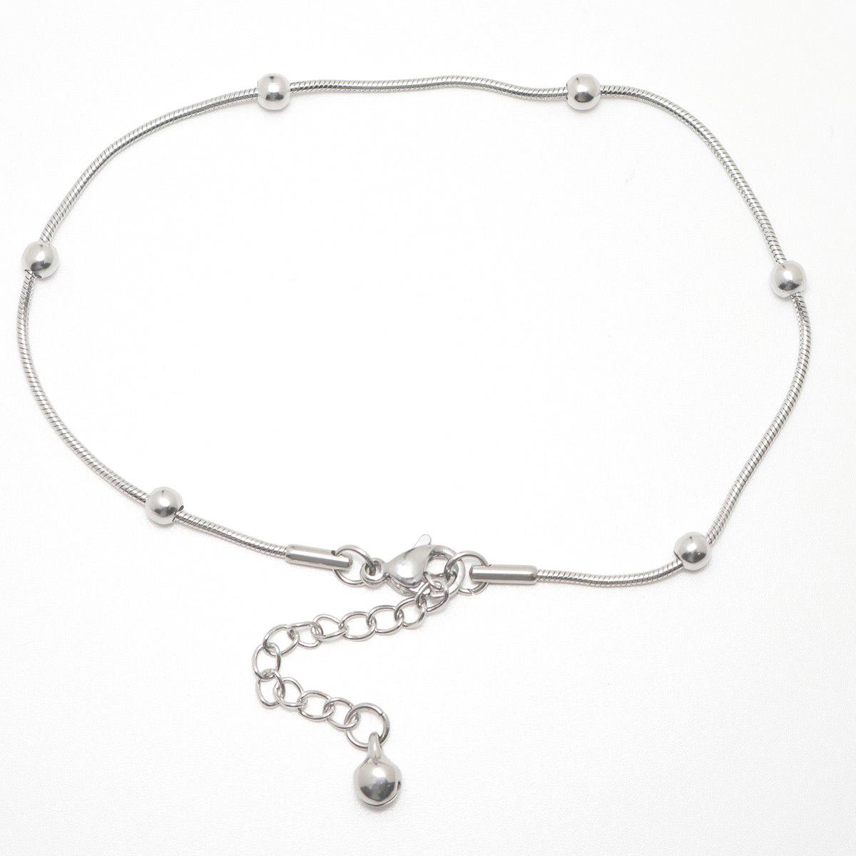 

304 Stainless Steel Anklet Silver Color Gold Color Round Beads Charm Anklet Bracelet For Women Barefoot Show Jewelry , 1 Piece