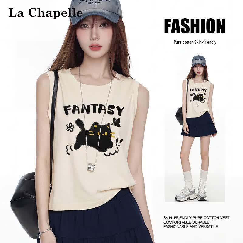 

La Chapelle Women s Butterfly Cat Print Cotton Camisole L