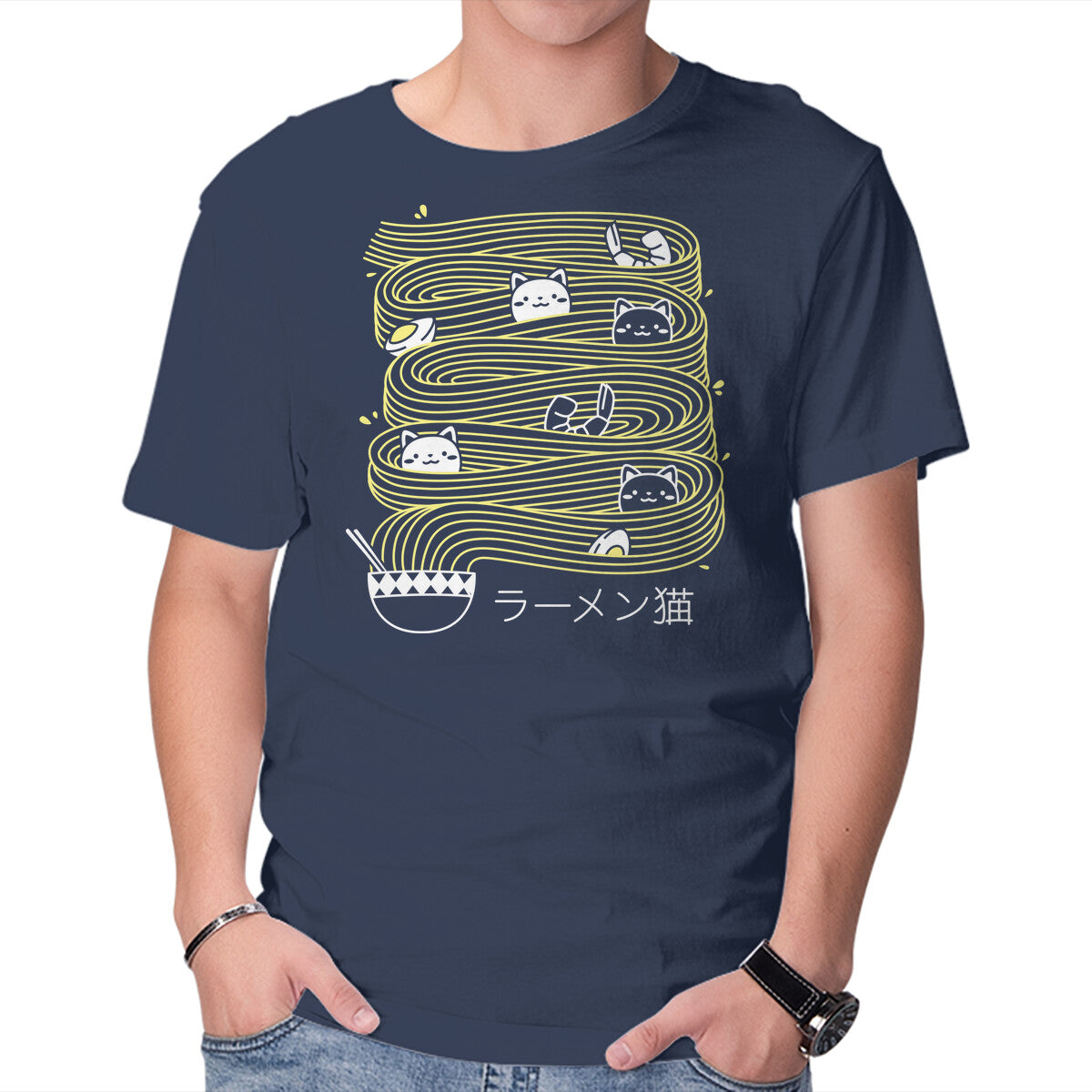 Unisex Crew Neck T-Shirt Ramen Lines Minimalist Graphic Short Sleeve Casual Tee S