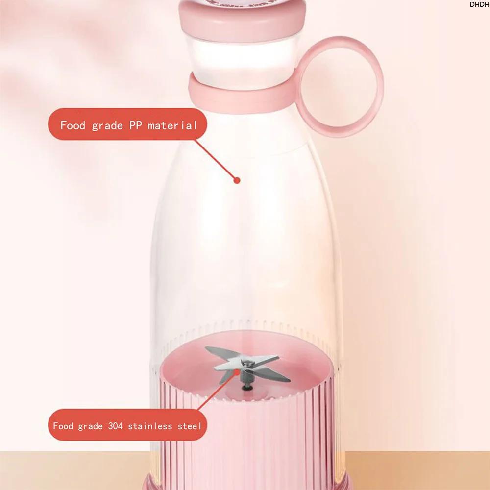 Mini odšťavňovač Přenosný dobíjecí mixér Elektrický USB odšťavňovač na čerstvé ovoce 6-čepelkový Smoothie výrobník ledu