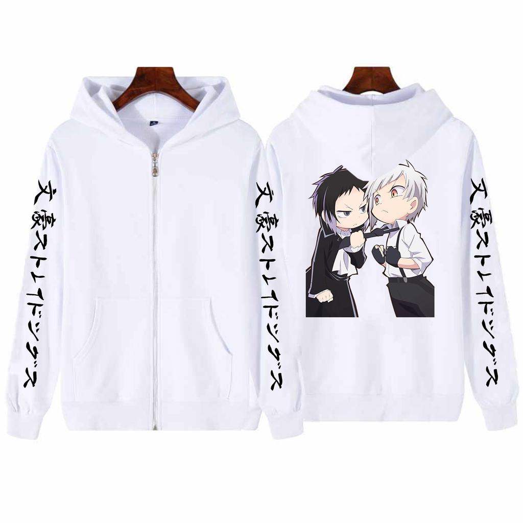 Anime Männer Bungo Stray Dogs Nakajima Atsushi Zipper Hoodies Ryunosuke Akutagawa Kawaii Gedruckt Sweatshirts Warme Zip-up Jacke Mäntel