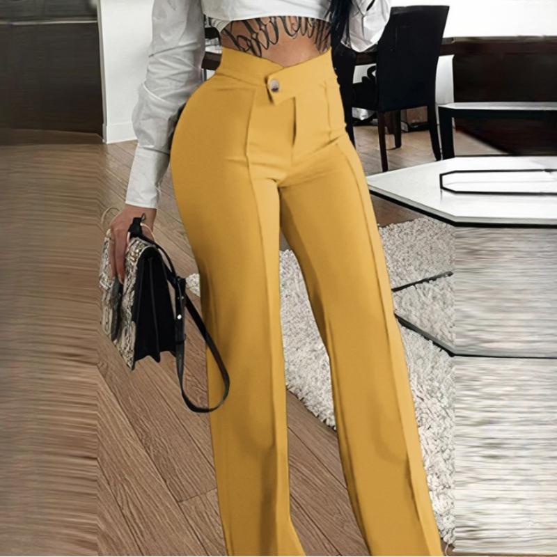 Elegant Zip-Up High-Waist Work Trousers: Women's Spring Casual Daily Commute Stylish Pants