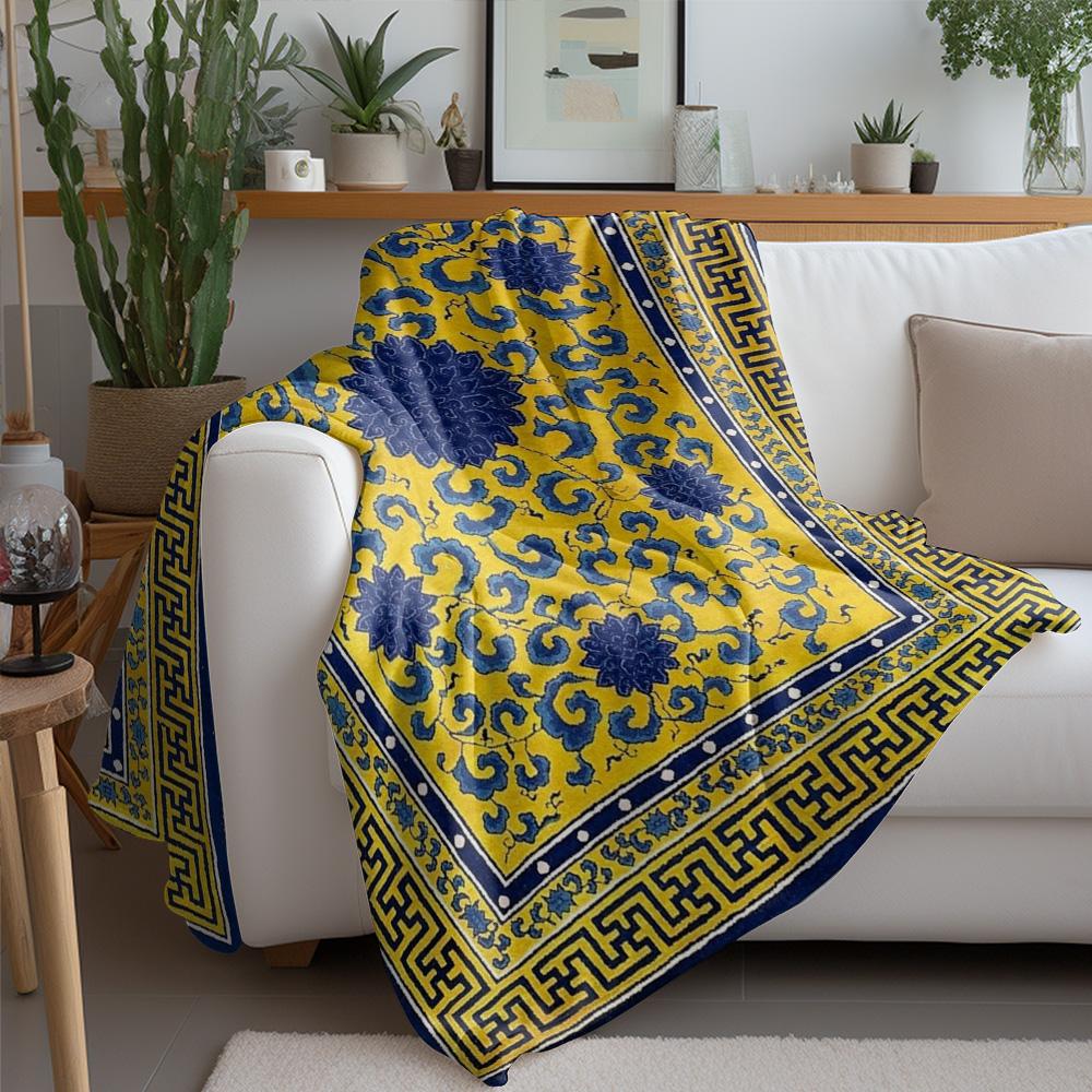 Türkischer Kilim Vintage Ethnisches Muster Flanell bedruckte Decke geeignet für alle Jahreszeiten geeignet für Wohnzimmer Büro Sofa und Reisen