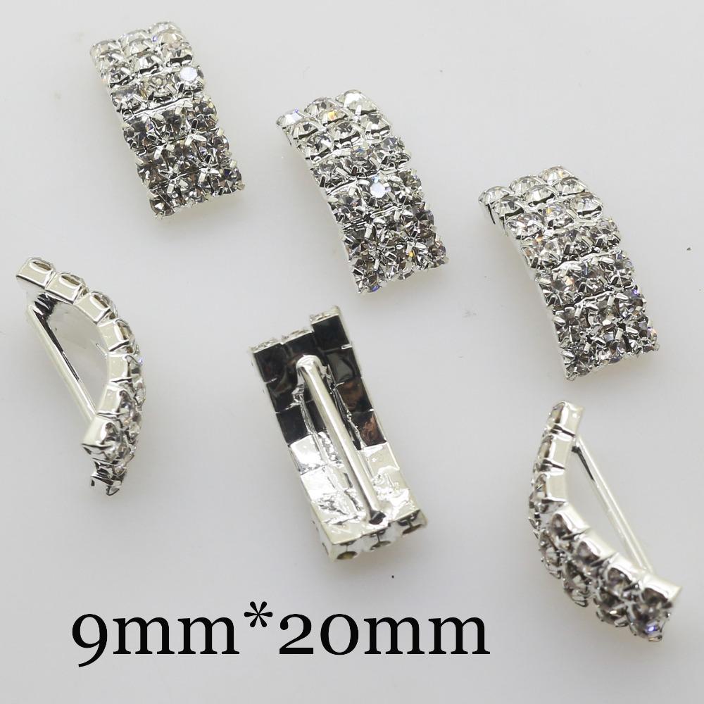 New10Pcs/Set Plating Silver Rhinestone Buckles invitation card Wedding Ribbon Slider DIY Hair Accessories